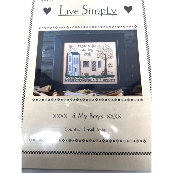 "Live Simply" Cross Stitch Pattern By 4 My Boys - Picture 2 of 3